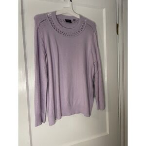 Cyrus Lavender Knit Sweater Womens 1X Crewneck‎ Pullover Long Sleeve Textured